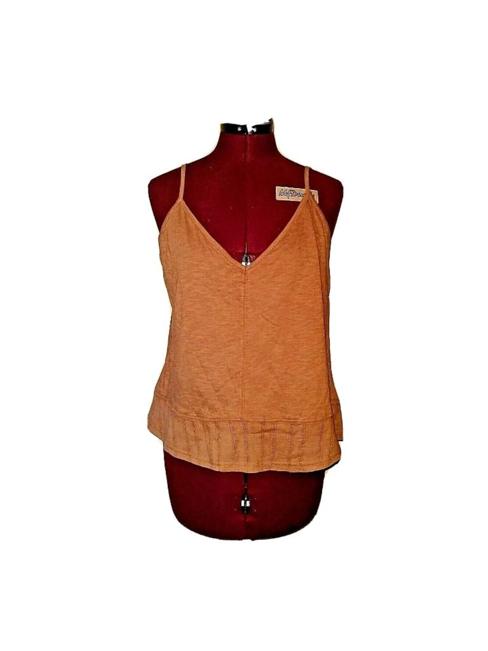 Ten Sixty Sherman Tank Top Tan Thrush Women V Neck Size Large Flare Hem